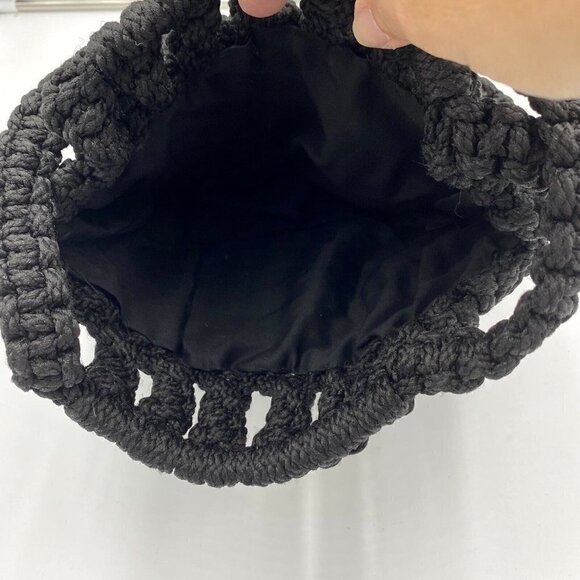 Thick Woven Hobo Slouchy Purse Handbag Artisan Bag Black Lined Unbranded - Picture 5 of 5